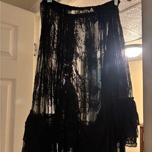 Urban Outfitters Black Sheer Lace Midi Skirt